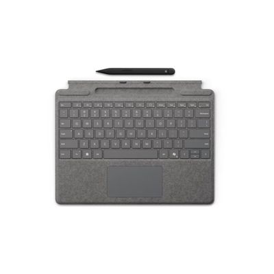 Microsoft Surface Pro Keyboard with Pen Storage and Slim Pen 2, for Surface Pro 11, 9 and 8, Instant Copilot, 4,096 Pressure Levels, Zero Force Inking, Alcantara Material, Magnetic, Platinum