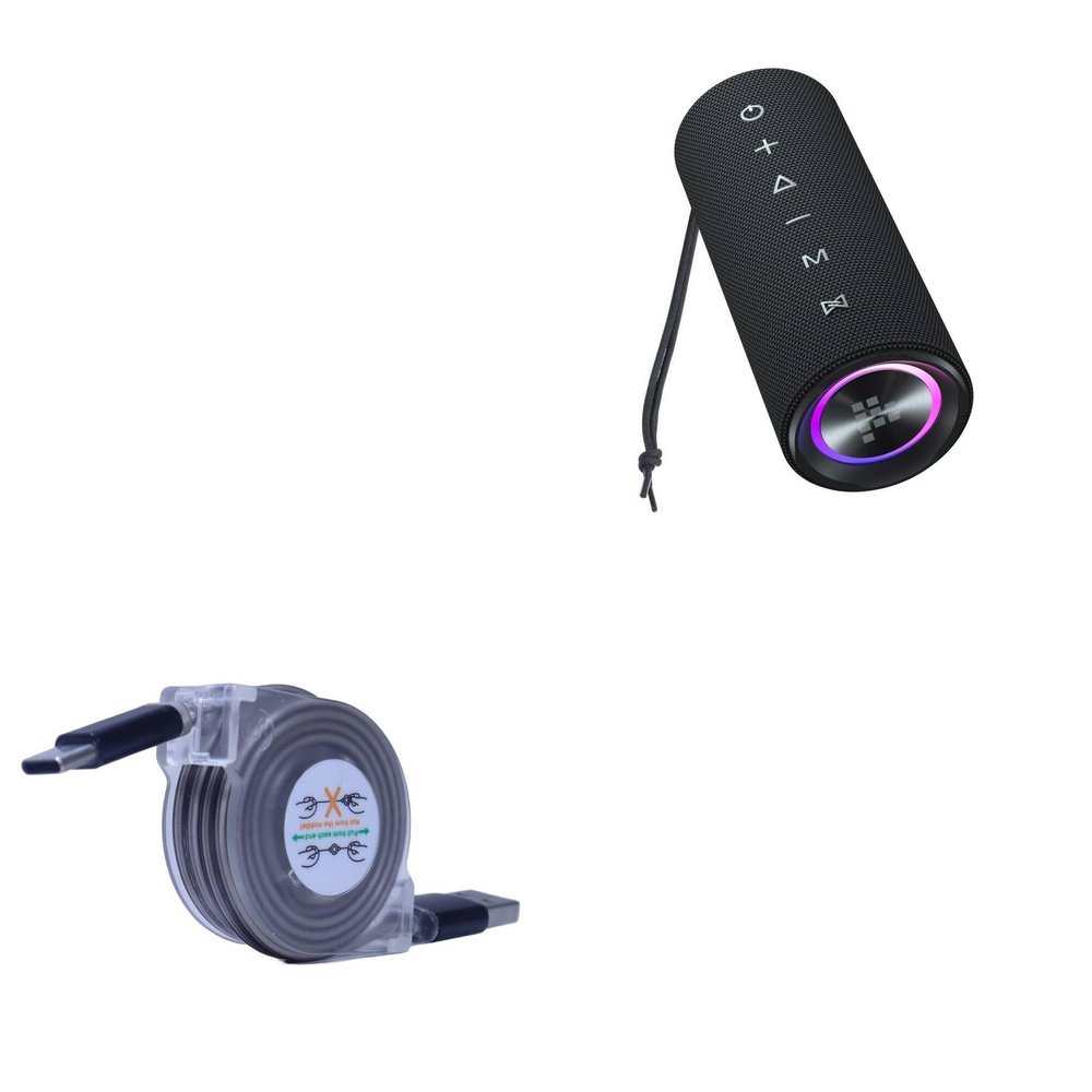 BoxWave Cable Compatible with Tronsmart Mirtune C2 Portable Outdoor Speaker - miniSync - USB-A to USB Type-C, Retractable Cable 5 Pre-Set Lengths Avoid Tangles