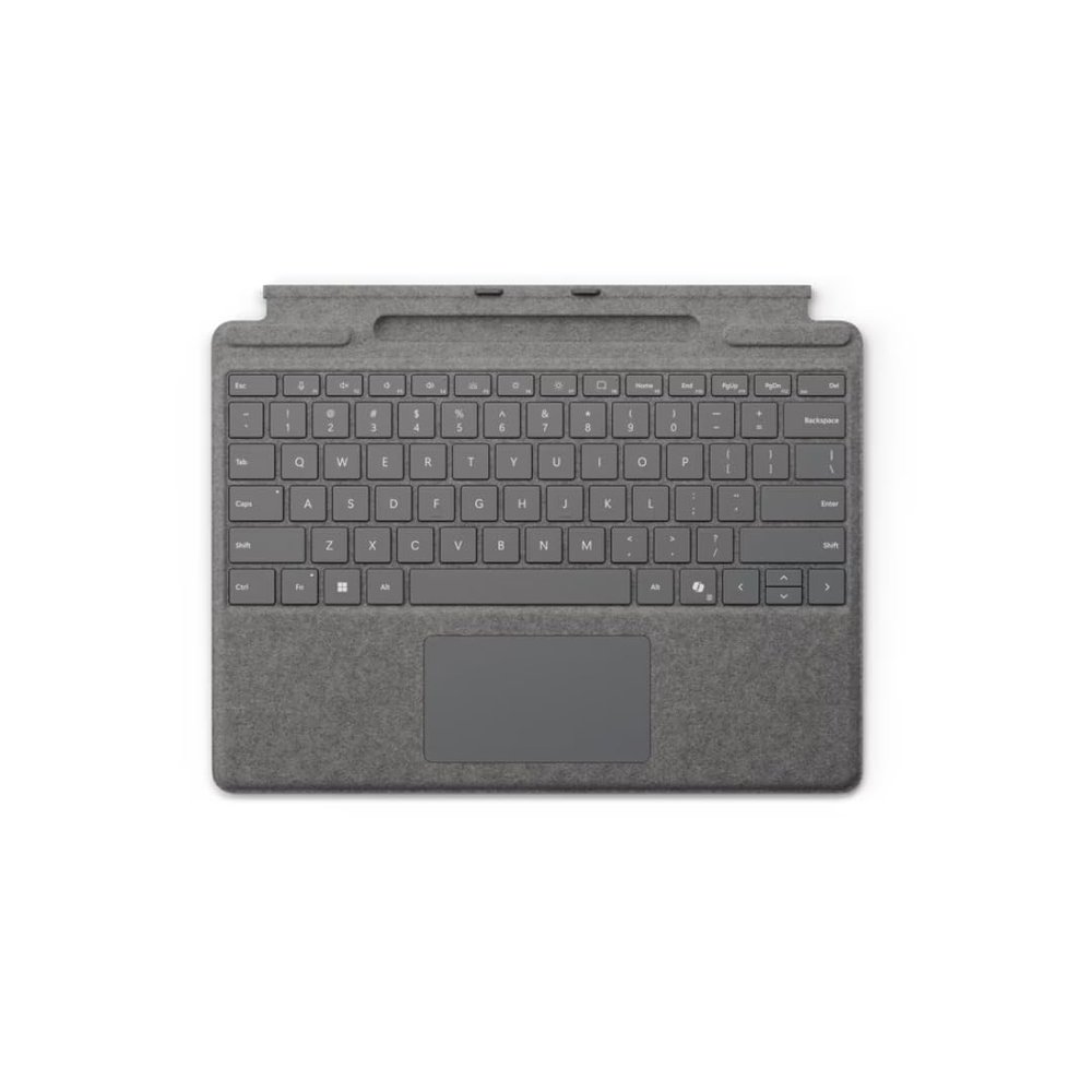 Microsoft Surface Pro Keyboard with Pen Storage for Surface Pro 11, 9 and 8, Glass Touchpad, Copilot Key, Precise Control and Navigation, Alcantara Material, Platinum
