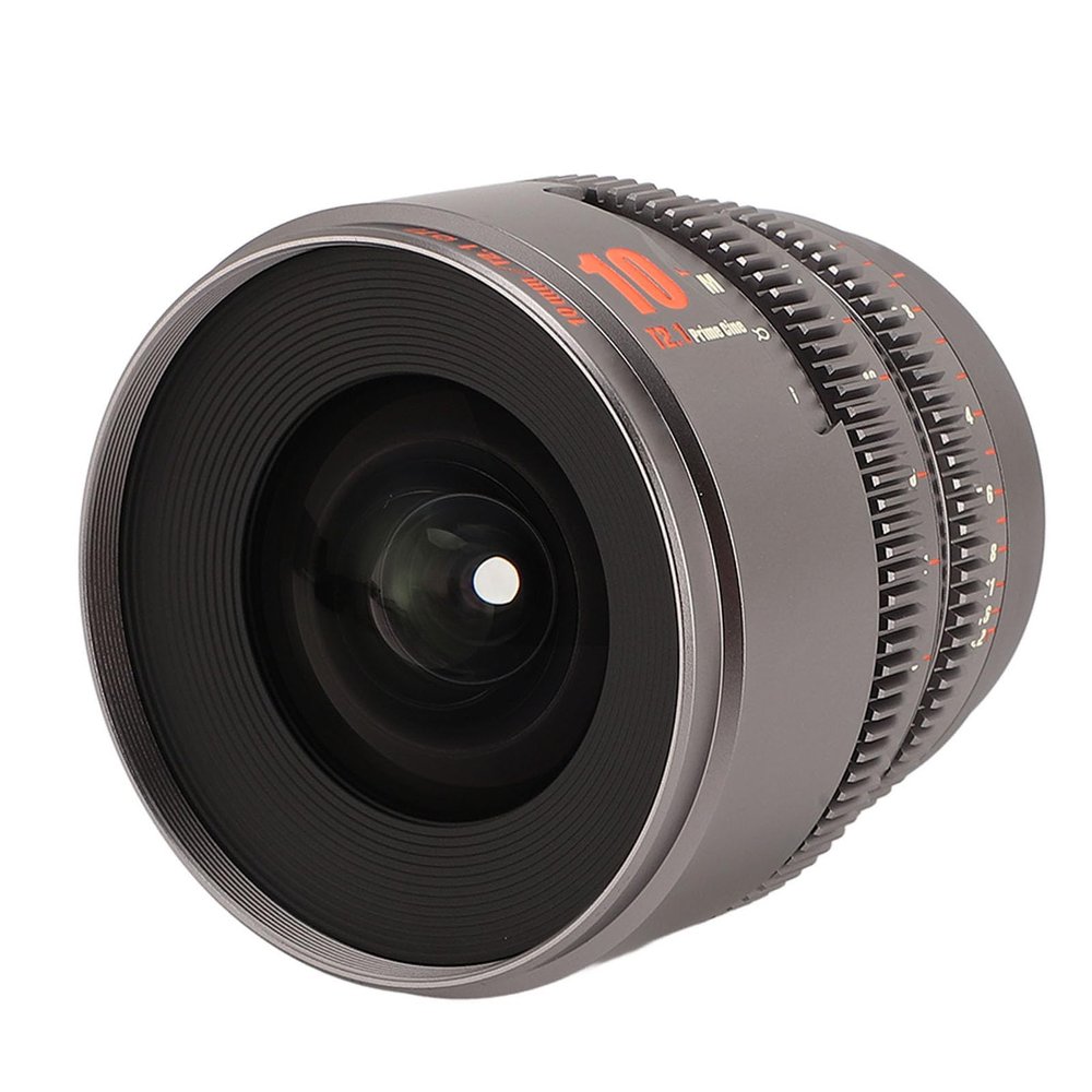 10mm T2.1 Cinema Lens, APS C 260 Degree Ultra Long Focus Large Aperture, Manual Focus Cine Lens for R RP R5 R6 R3, Cinema Lens with Half Frame, Optical Glass, 10mm Focal Length