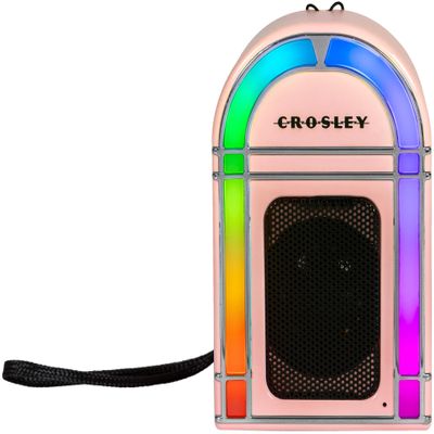 Crosley CR3046A-PI Mini Jukebox Portable Bluetooth Speaker with LED Lights and Microphone, Pink