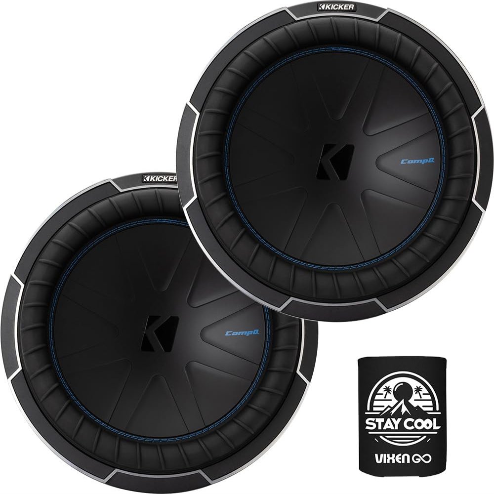 KICKER Subwoofer Package of 2 Items: 15" CompQ Subwoofers DVC 2-ohm (Pair) - 2X 51CWQ152 Subs
