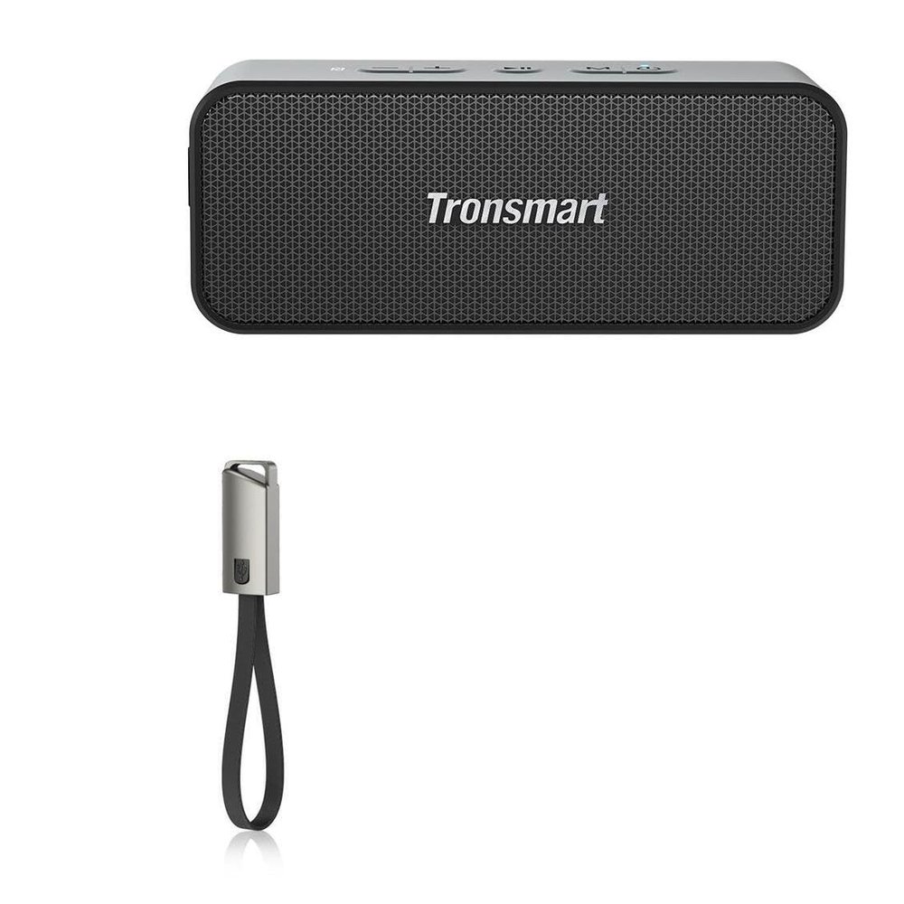 BoxWave Cable Compatible with Tronsmart T2 Plus Upgraded Portable Outdoor Speaker - USB Type-C Keychain Charger, Key Ring USB Type-C to Type-A 8 in USB Cable - Jet Black