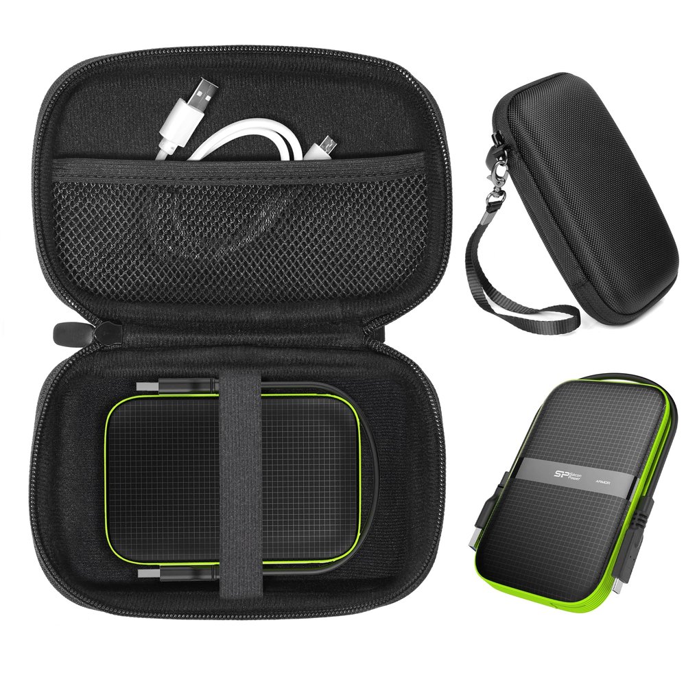CaseSack Case for SP Silicon Power Silicon Power Black Rugged Portable External Hard Drive Armor A60 1TB, 2TB, 4TB, 5TB (Black)