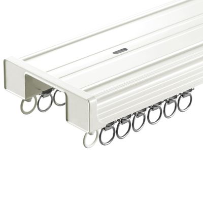 Curtain Track Aluminium Alloy Heavy Duty Ceiling Curtain Track System with Silent Rollers Double Rails 3.3-16.4ft for Living Room Bedroom Balcony Bay Window