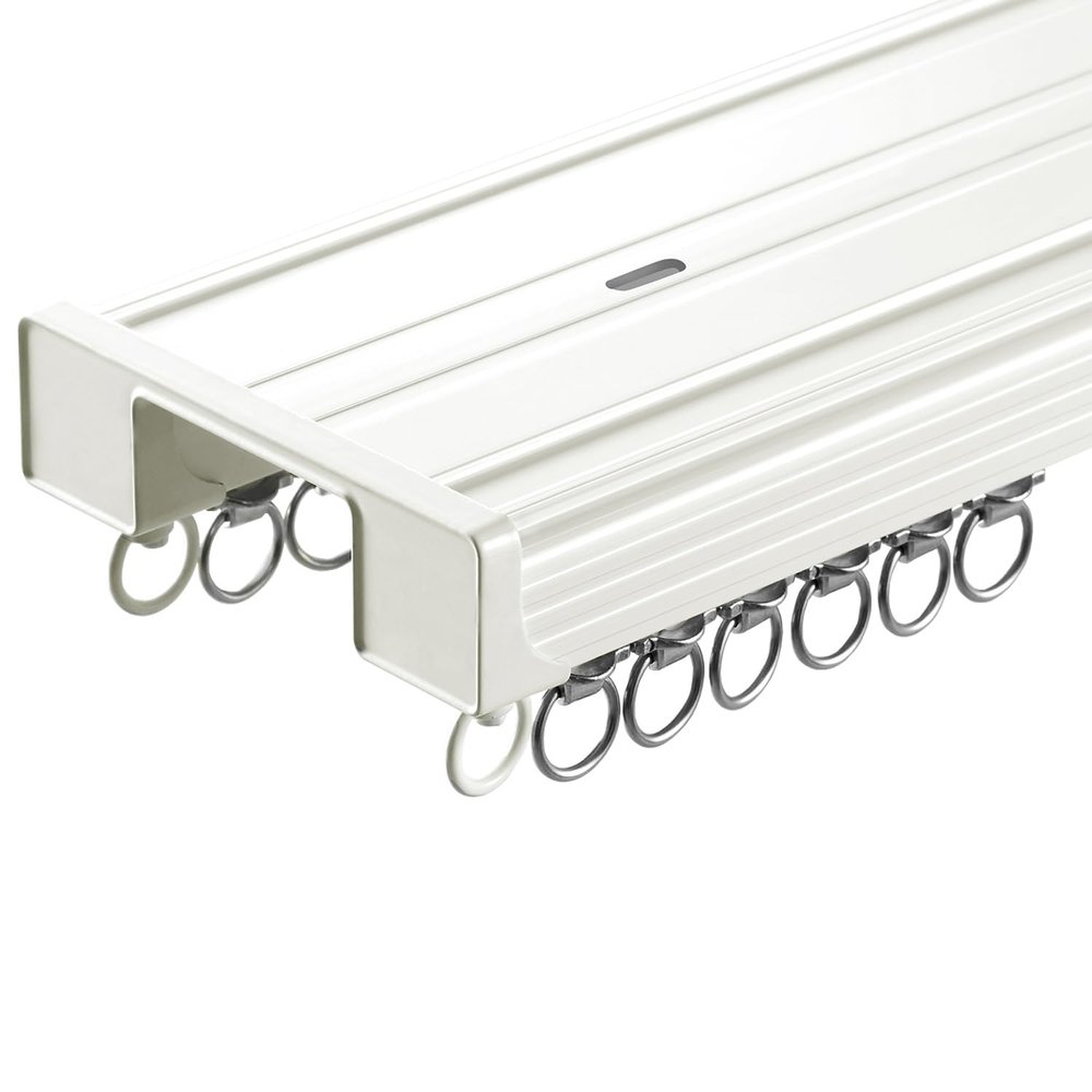 Curtain Track Aluminium Alloy Heavy Duty Ceiling Curtain Track System with Silent Rollers Double Rails 3.3-16.4ft for Living Room Bedroom Balcony Bay Window