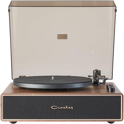 Crosley CR6046A-WAGL Stave 2-Speed Bluetooth Record Player Turntable with Built-in Speakers, Walnut