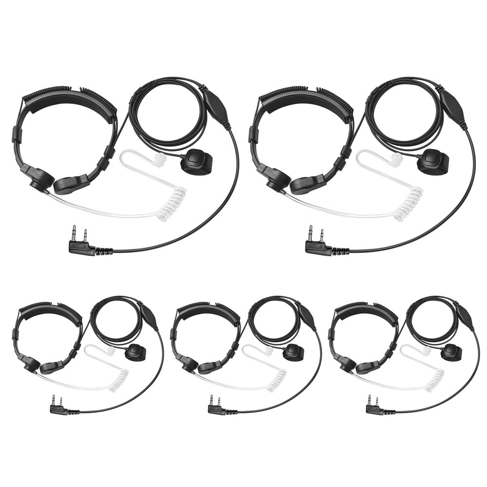 5 Pack Tactical Throat Mic Headset Earpiece for Baofeng UV5R UV5R+ UV-82 UV-82HP BF-888S Walkie Talkie Acoutic Tube Earpiece PTT for Kenwood 2 Way Radio