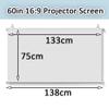 60'' 16:9 Projection Screen Foldable, Portable Projector Movie Screen Manual, for Home Theater Presentation Education Outdoor Indoor view 2