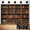 15X10ft Brown Bookshelf Backdrop Retro Library Office Study Bookshelf Scene Photography Backdrop Home Office Video Conference Background Classic Books Background Photo Booth Prop view 1
