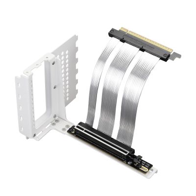 GIGA-MEGA PCIe X16 GEN5 Riser Cable with GPU Vertical Mount Bracket PCIe 5.0 for Future RTX5090 (White Bracket)