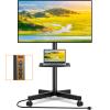 TVON Mobile TV Stand with Power Outlet, Tilt Rolling TV Cart for 23-65 Inch LCD LED OLED Flat Curved Screen TVs up to 88 lbs, Height Adjustment Portable TV Stand on Wheels, Max VESA 400x400mm view 1