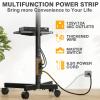 TVON Mobile TV Stand with Power Outlet, Tilt Rolling TV Cart for 23-65 Inch LCD LED OLED Flat Curved Screen TVs up to 88 lbs, Height Adjustment Portable TV Stand on Wheels, Max VESA 400x400mm view 3