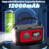 12000mAh Emergency Weather Radio, Hand Crank Solar Radio Portable AM/FM/NOAA Radio with 2 Solar Panels 3 Charging Methods SOS Alarm 3 Mode Flashlight Phone Charger Compass Reading Lamp (Red) view 4
