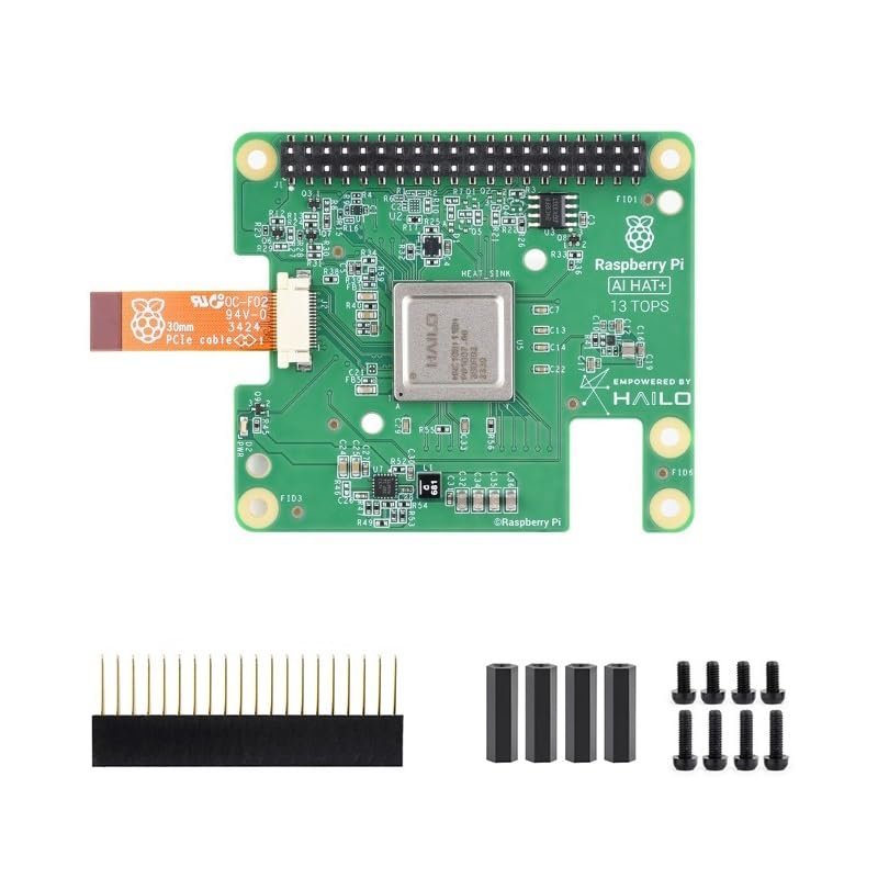 Official Raspbery Pi AI HAT+, Build-in 13 Tops Hailo-8 AI Accelerator to Quickly Build A Wide Range of AI-Powered Applications, High-Performance AI HAT Suitable for Raspbery Pi 5 (RPi AI HAT+ (13T))