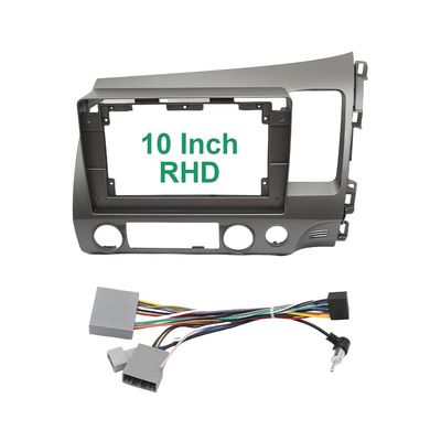 Car Front Side Air Outlet Vent Frame Trim Compatib 9 Inch 10 Inch Car Frame Fascia Adapter Android Radio Dash Fitting Panel Kit/Fit for Honda Civic G8 2006-2011 ABS Silver Car Stereo Radio Fascia Bez