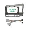 Car Front Side Air Outlet Vent Frame Trim Compatib 9 Inch 10 Inch Car Frame Fascia Adapter Android Radio Dash Fitting Panel Kit/Fit for Honda Civic G8 2006-2011 ABS Silver Car Stereo Radio Fascia Bez view 1