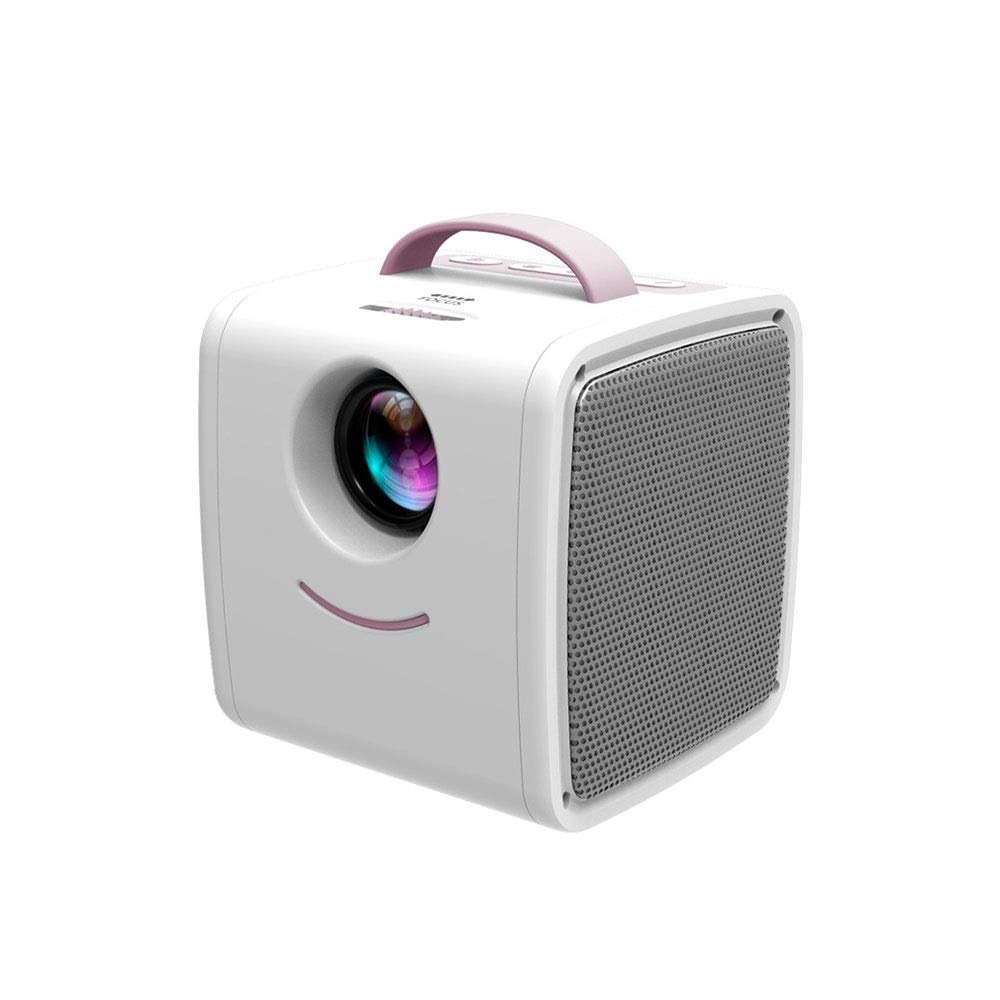 Mini Projector 1080p LED Portable Video Projector 80-inch Image Display Suitable for Full HD Home Theater Support HDMI AV USB SD Card Etc. (Color : Pink White) (Pink White )