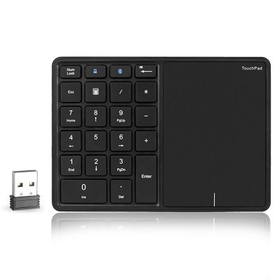 LICAEVEY Cordless Numeric Keypad, 22 Keys BT Number Pad with Touchpad, USB C Rechargeable Numeric Keypad, Support for Win, for Android, for OS X (Black)