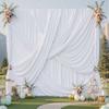 10ft12ft White Backdrop Curtain for Wedding Parties, 2 Panels Wrinkle Free Polyester Photo Backdrop Drapes Back Drop Cloth for Birthday Photography Background view 1