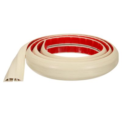 HARFINGTON 6ft Cord Cover Floor W0.55 x H0.28 Inner Channel PVC Hide Extension Cable Floor Wire Hider Wire Covers Protector for Prevent Cable Trips Cables Management, Wood Beige