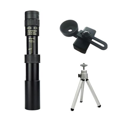 10-300X Zoom HD Portable Strong Binoculars Long Range Professional Spyglass Monocular Telescope Low Night Vision for Hunting(Set-Black)