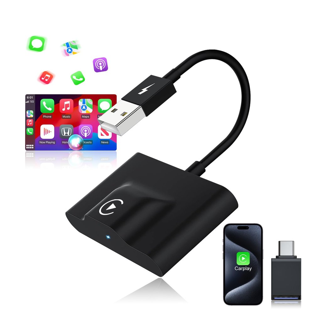 XHU Wireless CarPlay Adapter for Apple CarPlay Wireless Adapter 2025 Upgraded Convert Factory Wired CarPlay to Wireless CarPlay Box, Plug and Play Suit for iOS 10+ and Cars from 2016