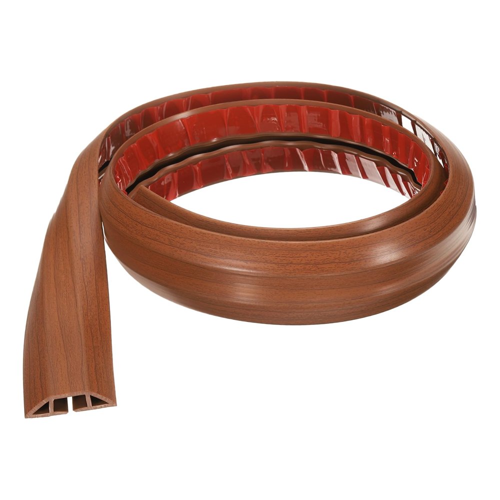 HARFINGTON 4ft Cord Cover Floor W0.55 x H0.28 Inner Channel PVC Hide Extension Cable Floor Wire Hider Wire Covers Protector for Prevent Cable Trips Cables Management, Wood Brown