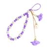 Cell Phone Lanyard for Phone Case Anti-Lost Wrist Straps Bracelet Short Cord Flower Pendant Tassel Beads Chain Mobile Phone Accessories(Purple) view 1