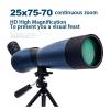 25-75x70 HD Spotting Scope Zoom Monocular BAK4 Prism Waterproof Telescope for Target Shooting Bird Watching Outdoor Camping(D Blue 25-75x60) view 4