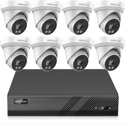 Panoeagle 4K Poe Security Camera System, 4K 8CH PoE NVR, 8pcs x 8-Megapixel Turret IP Cameras, Smart Human Vehicle Detection, 98ft EXIR 2.0 Night Vision, Two Way Audio, No HDD