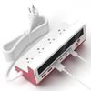 10-in-1 USB Charging Station, 4 Outlets Power Strip with 6 USB, 5 FT Long Extension Cord, 45 Flat Plug, 20W Fast Mulit Charging Station for Home Office Travel Plug Extension Outlet (Red) view 1