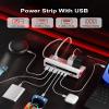 10-in-1 USB Charging Station, 4 Outlets Power Strip with 6 USB, 5 FT Long Extension Cord, 45 Flat Plug, 20W Fast Mulit Charging Station for Home Office Travel Plug Extension Outlet (Red) view 2