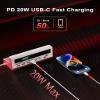 10-in-1 USB Charging Station, 4 Outlets Power Strip with 6 USB, 5 FT Long Extension Cord, 45 Flat Plug, 20W Fast Mulit Charging Station for Home Office Travel Plug Extension Outlet (Red) view 3