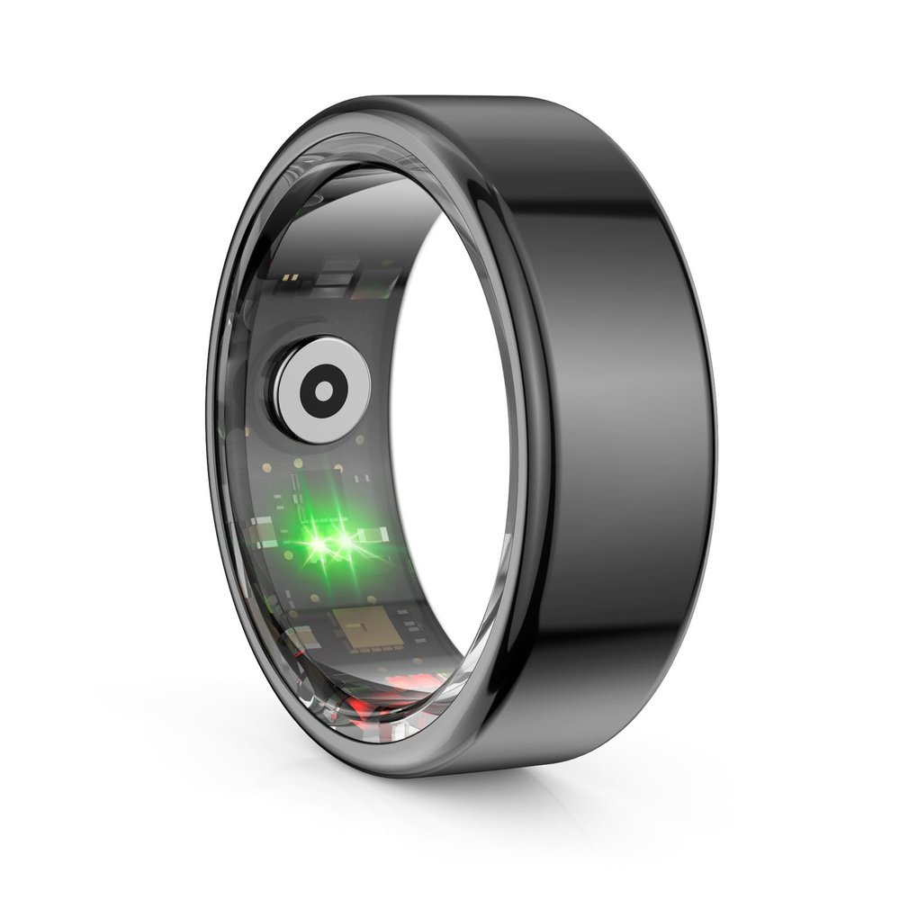 CYQQRDZSW Smart Ring Health Tracker, Health Rings for Women & Men, Smart Ring Health Tracker, Long Lasting Batteries Sleep Ring(Black,9#)