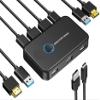 HHBL8I KVM Switch HDMI 2 in 1 Out for 2 Computers Sharing One HD Monitor and Keyboard Mouse view 2