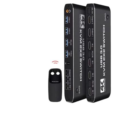 2-In-2-Out KVM Switch Matrix 4K 60Hz HDMI-compatible2.0 USB 3.0 Hub Docking Station Dock PC Share Keyboard Printer Mouse(2x2 KVM Switch)
