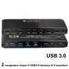 2-In-2-Out KVM Switch Matrix 4K 60Hz HDMI-compatible2.0 USB 3.0 Hub Docking Station Dock PC Share Keyboard Printer Mouse(2x2 KVM Switch) view 2