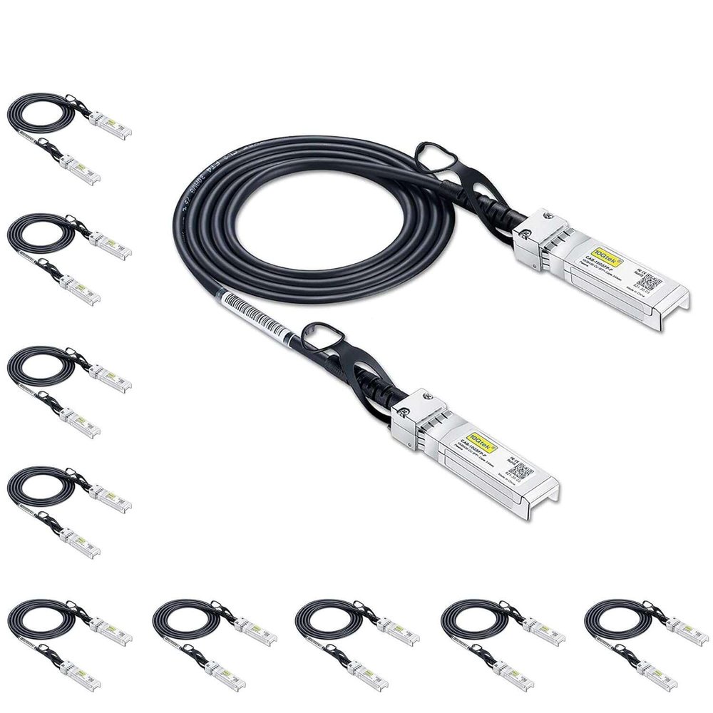 10G SFP+ DAC Twinax Cable, SFP+ to SFP+ Direct Attach Copper Passive for Cisco SFP-H10GB-CU0.3M, Ubiquiti UniFi UC-DAC-SFP+, Meraki, Mikrotik, Fortinet, TP-Link and More, 0.3 Meter(1ft), 10-Pack