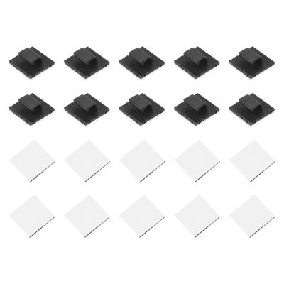 MECCANIXITY 100pcs Adhesive Cable Clips Black Cord Clip Wire Holder Organizer Wall Cord Management Cable Organization for Office Wall Cable Bundles