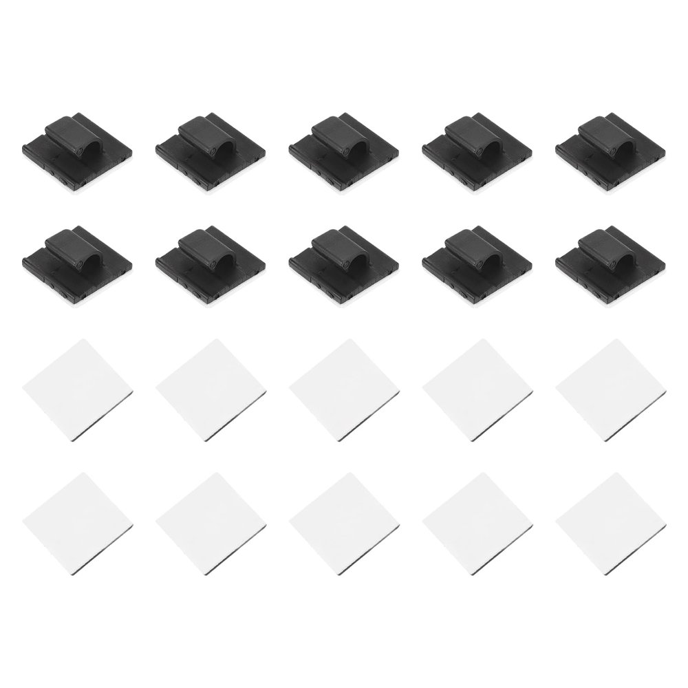 MECCANIXITY 100pcs Adhesive Cable Clips Black Cord Clip Wire Holder Organizer Wall Cord Management Cable Organization for Office Wall Cable Bundles
