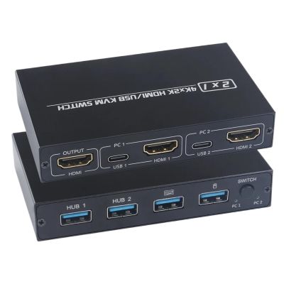 2-in-1 HDMI-Compatible/USB KVM Switch Support HD 2K*4K 2 Hosts Share 1 Monitor/Keyboard& Mouse Set KVM Switch
