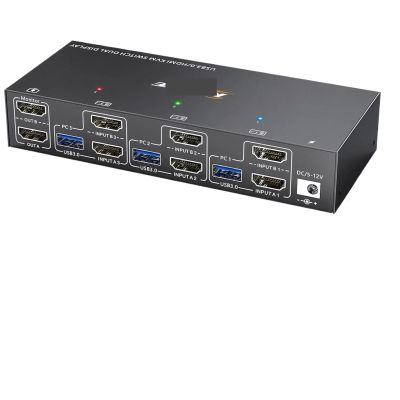 YXX7XY Dual Monitor KVM Switch USB 3.0 HDMI KVM Switch 2 Monitors 3 Computers, EDID Emulator,4K@60Hz 2K@144Hz with 4 USB 3.0 Ports(302AS AU Plug)