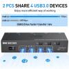 YXX7XY Dual Monitor KVM Switch USB 3.0 HDMI KVM Switch 2 Monitors 3 Computers, EDID Emulator,4K@60Hz 2K@144Hz with 4 USB 3.0 Ports(302AS AU Plug) view 3