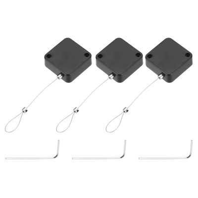 MECCANIXITY 4.9 ft Retractable Cable Lock with Latch Remote Control Security Lock with Adjustable Cord Tether Anti Theft for Laptop, TV, 600g, Black, 3 Pack