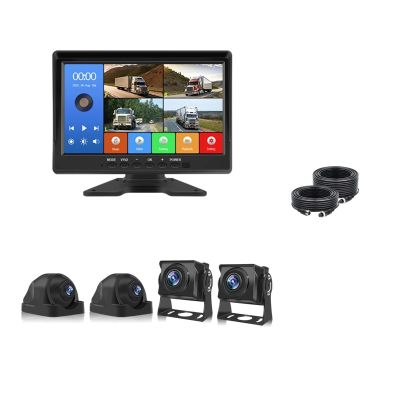 10.1" 4CH AHD 1080P Vehicle Backup Camera System MP5 DVR for Truck/Bus/Vans Reversing Parking Monitor Starlight HD Night Vision(Monitor-4cam,1 pcs)