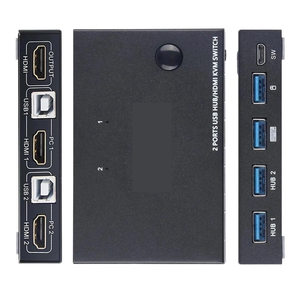 YXX7XY HDMI KVM Switch for 2 Computers 1 Monitor, 4K@30Hz KVM Swicher for 2 Computers/2PC Share Keyboard Mouse Printer HD Monitor