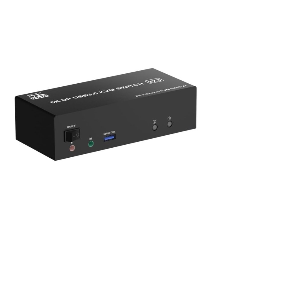 YXX7XY 8K@60Hz KVM Switch USB 3.0 Triple Monitor for 2 Computer, KVM Switch 3 Monitors 2 PC with Audio and 3 USB 3.0 Ports(AU Plug Adapter)