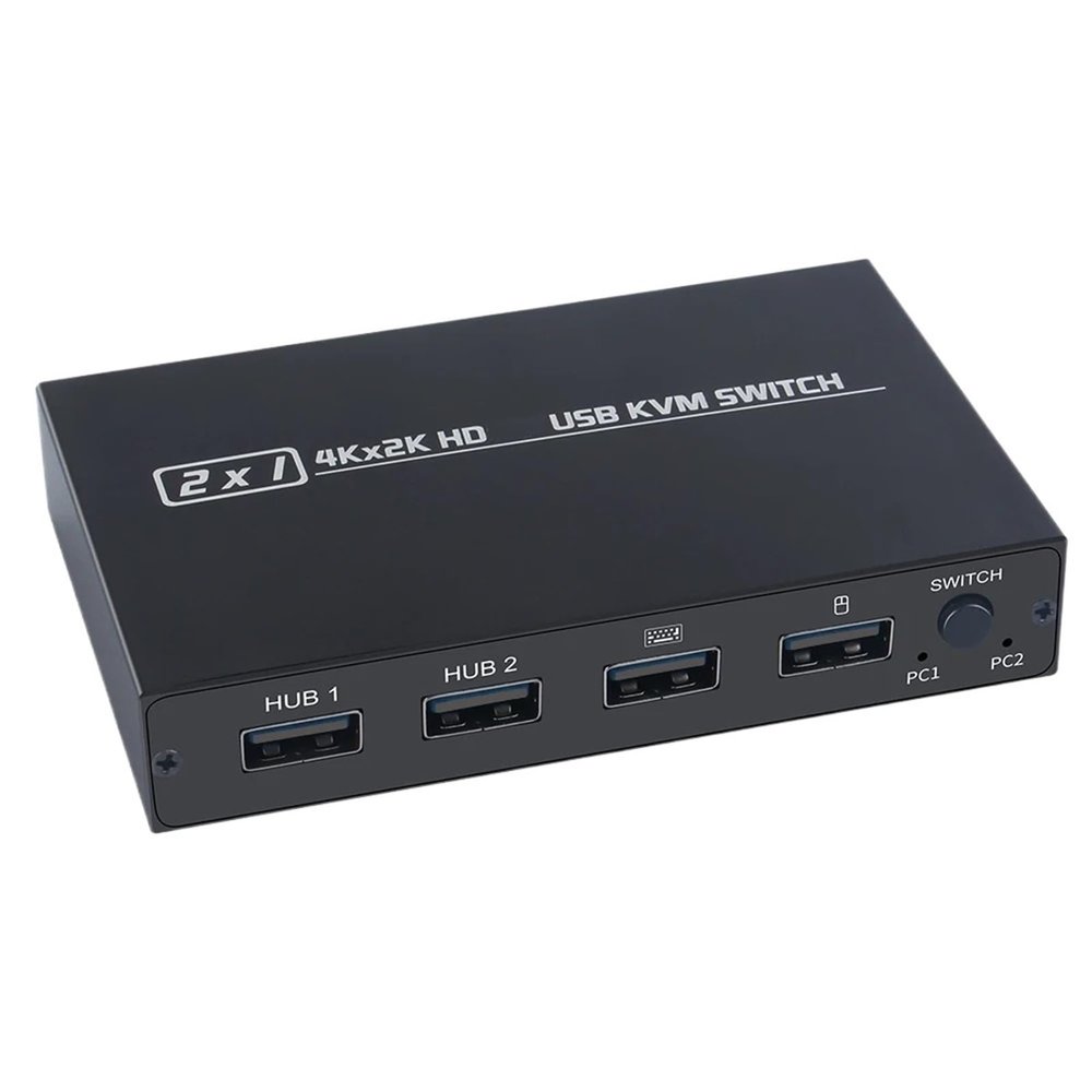 KVM Switch Splitter 2in1 2-Port HDMI-Compatible 4K*2K USB Plug and Play Hot for Share 1 Monitor/Keyboard& Mouse