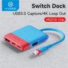 Switch Video Capture Card Portable TV Dock Streaming Gaming Laptop Docking Station MS2130(One Cable-Blue Red) view 2